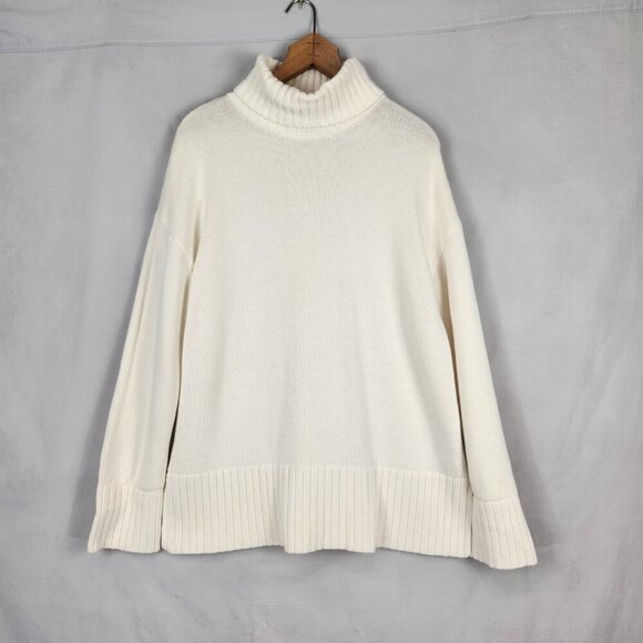 Old Navy Turtleneck Sweater Ivory Women's M Long Sleeve Ribbed Hem Oversize Cozy - Picture 3 of 8